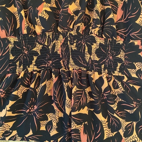 ASTR The Label Dark Romantic Sheer L/S Lined V Neck Empire Smocked Dress Sz M - Picture 10 of 11